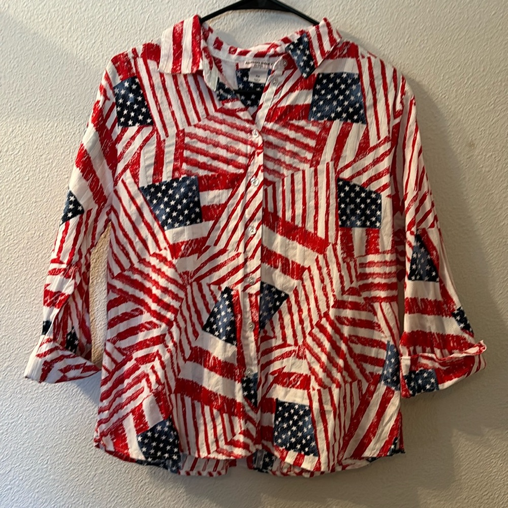 Allison Daley American flag print button down size PM